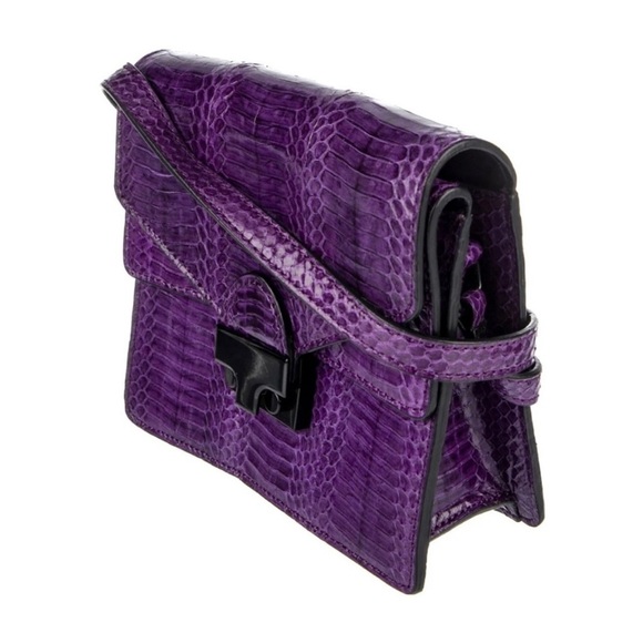 Loeffler Randall snakeskin embossed purple leather crossbody bag NWT - Picture 4 of 8